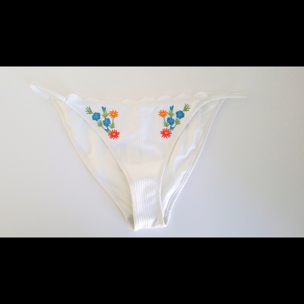 Topshop Ditsy Embroidered Tie Side Bikini Bottom
